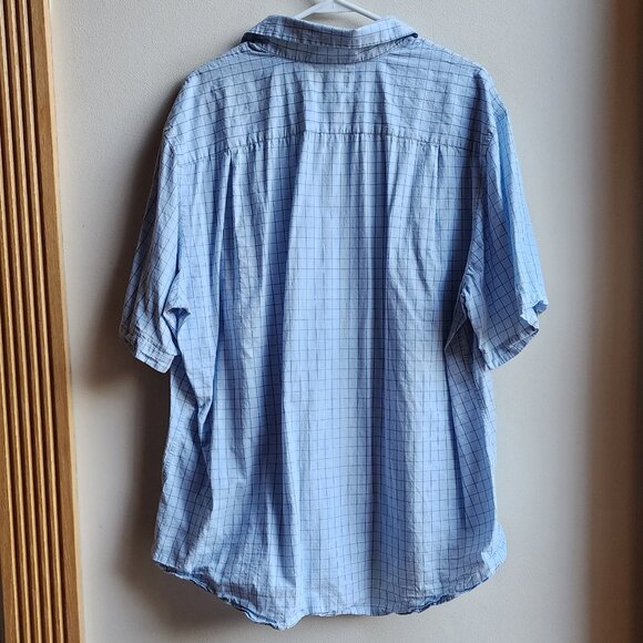 Dockers Blue Checked Short Sleeve Casual Button Down Shirt Size XL - Picture 13 of 13